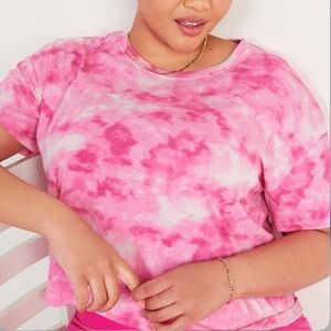 Old Navy Loose Short-Sleeve Crop T-Shirt Pink Tie-Dye